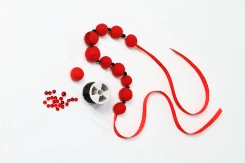 Workshop felting wool for beginners with tools Stock Photos