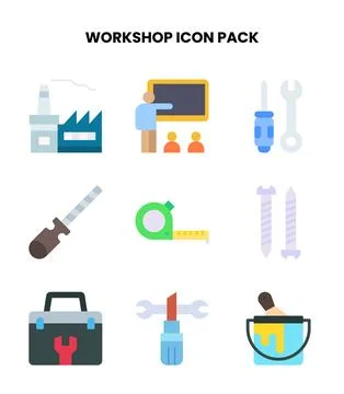 Workshop Flat Design Icons Pack 스톡 일러스트