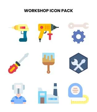 Workshop Flat Design Icons Pack Ilustración de archivo