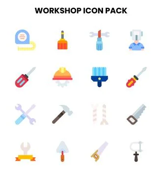 Workshop Flat Graphics Icons Pack Stock Illustration