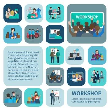Workshop Flat Icons Set Stock Illustration