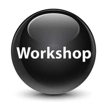 Workshop glassy black round button 스톡 일러스트