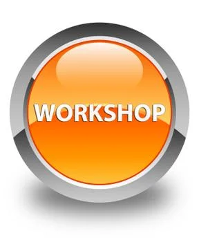 Workshop glossy orange round button 스톡 일러스트