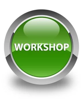 Workshop glossy soft green round button 스톡 일러스트