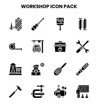 Workshop Glyph Bundle Icons Pack イラスト素材