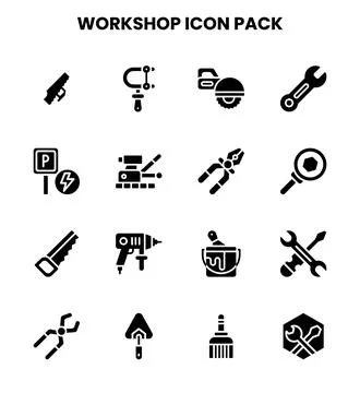 Workshop Glyph Bundle Icons Pack 스톡 일러스트