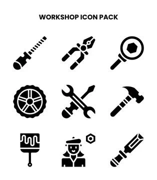 Workshop Glyph SVG Icons Pack イラスト素材