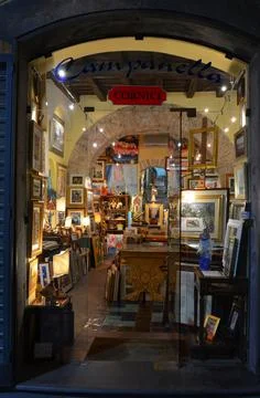 Workshop of handcrafted frames made in italy Stock Photos