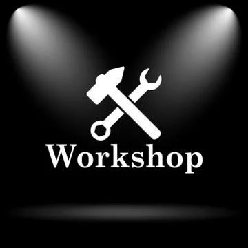Workshop icon. Internet button on black background.. 스톡 일러스트
