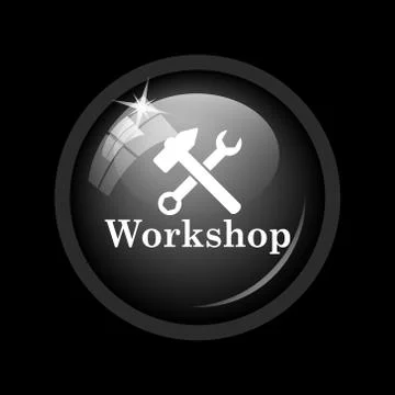 Workshop icon. Internet button on black background. . 스톡 일러스트