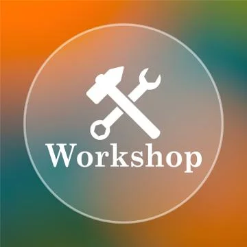 Workshop icon. Internet button on colored  background.. Stock Illustration