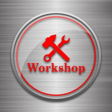 Workshop icon. Internet button on metallic background.. Stock Illustration
