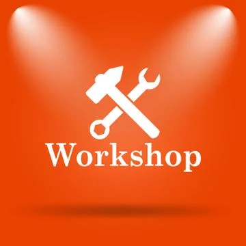 Workshop icon. Internet button on orange background.. Stock Illustration