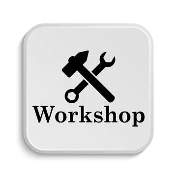 Workshop icon. Internet button on white  background.. Illustrazione stock