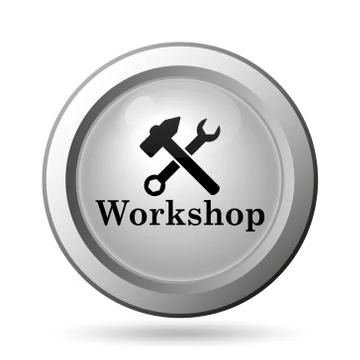 Workshop icon. Internet button on white background.. Illustrazione stock