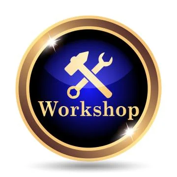 Workshop icon. Internet button on white background.. Illustrazione stock