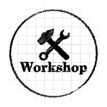Workshop icon. Internet button on white background.. Illustrazione stock
