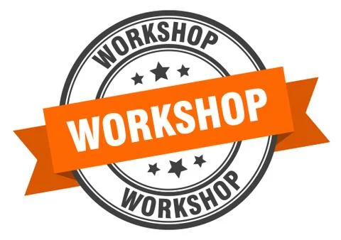 Workshop label. workshop orange band sign. workshop Stock Illustration