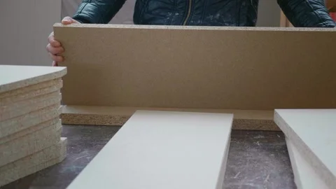 Workshop large view of timber prepared as raw material. Video stock 296545679