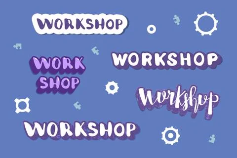 Workshop lettering set. Vector illustration. Stock Illustration