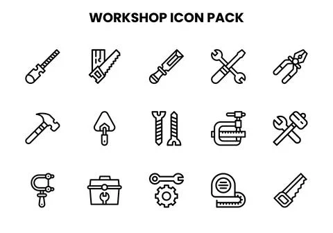 Workshop Line Icons Pack Stock Illustration
