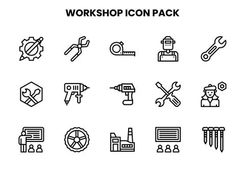 Workshop Line UI Icons Pack Stock Illustration