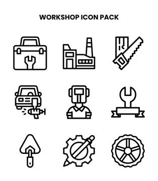Workshop Line Vector Icons Pack 스톡 일러스트