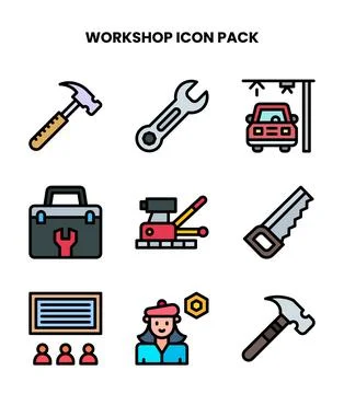 Workshop Lineal Color Vector Icons Pack Illustrazione stock