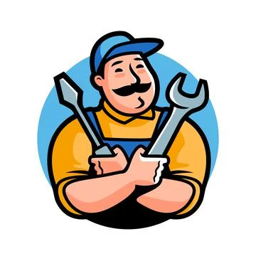 Workshop logo. Emblem mechanic with construction tools for auto repairing Illustrazione stock