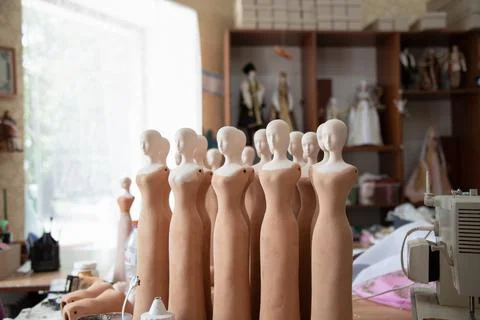 Workshop for making clay dolls . Stock Photos