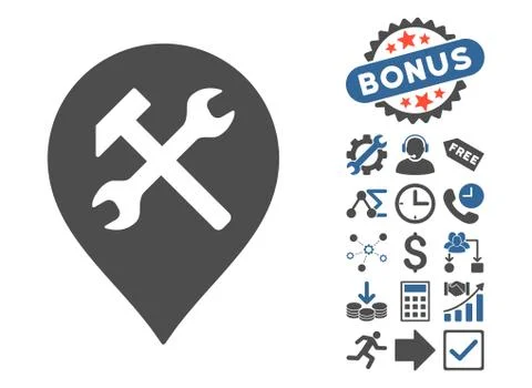 Workshop Map Marker Flat Vector Icon With Bonus Stock Illustration