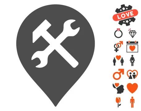 Workshop Map Marker Icon with Lovely Bonus Illustrazione stock
