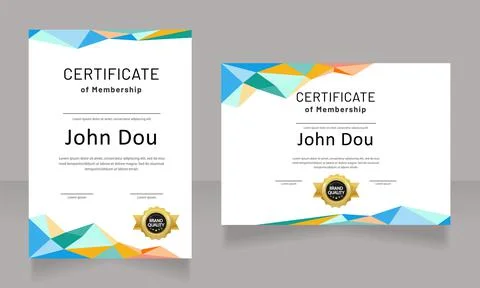 Workshop membership certificates design template set Illustrazione stock