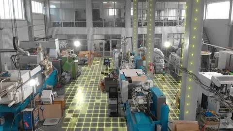 Workshop of a modern factory. Flight through the workshop of a modern factory Stock Footage 230227360