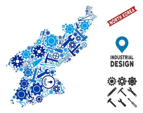Workshop North Korea Map Collage Stock Illustration