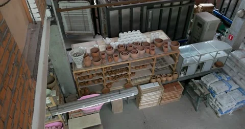 Workshop preparation of ceramic  to the final roasting, production of ceramics Video stock 66293184