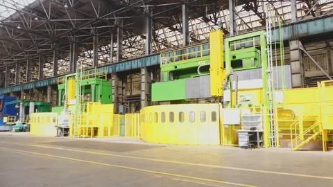 Workshop for preparing rolls. Machining of machine parts. Machine-building pl Stock Footage 114623888