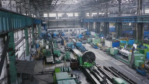 Workshop for preparing rolls. Machining of machine parts. Rolling forming rol Stock-Footage 114624767