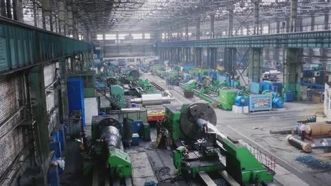 Workshop for preparing rolls. Machining of machine parts. Rolling forming rol Stock-Footage 114624786