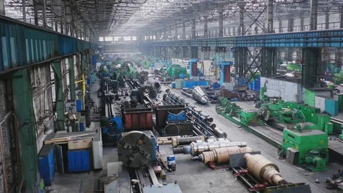 Workshop for preparing rolls. Machining of machine parts. Rolling forming rol Stock-Footage 114624813