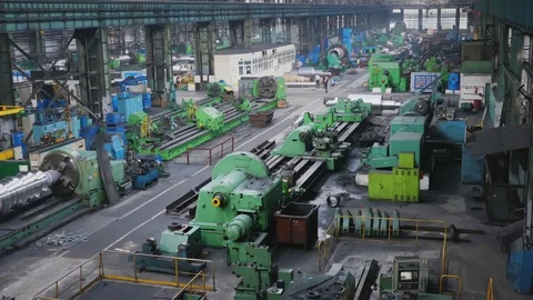 Workshop for preparing rolls. Machining of machine parts. Rolling forming rol Stock-Footage 114624886