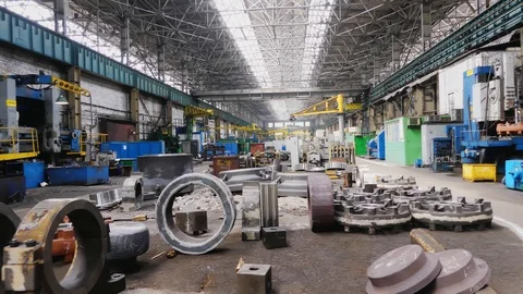 Workshop for preparing rolls. Machining of machine parts. Rolling forming rol Stock-Footage 114624932