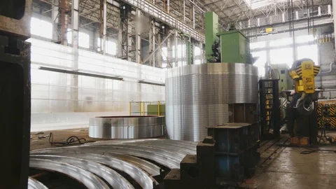 Workshop for preparing rolls. Machining of machine parts. Rolling forming rol Stock-Footage 114624987