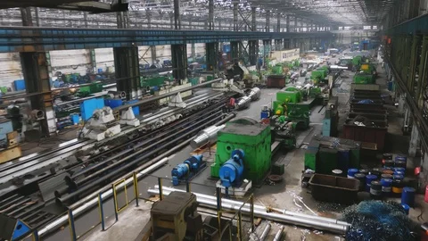 Workshop for preparing rolls. Machining of machine parts. Rolling forming rol Stock-Footage 114625023