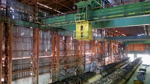 Workshop for processing scrap metal at a metallurgical plant Stock Footage 304817931