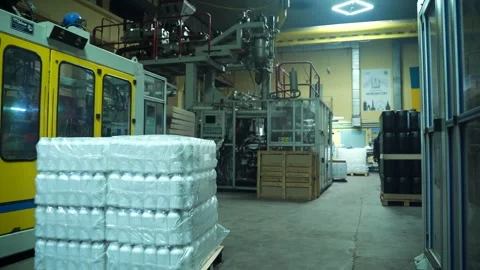 Workshop for the production of plastic containers. Stock Footage 314095332