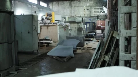 Workshop for the production of tombstones and thin porcelain stoneware slabs for Stock Footage 243161142