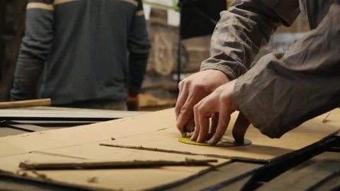 Workshop, production, work with cardboard Stock Footage 154658783