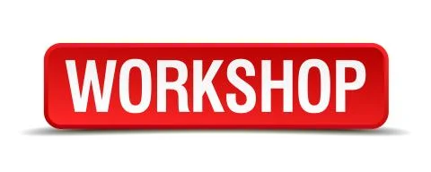 Workshop red 3d square button isolated on white Illustrazione stock