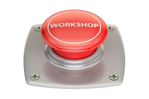 Workshop Red button, 3D rendering Stock Illustration